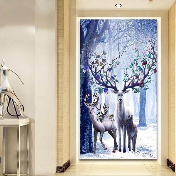 Hjort i snø fra 50x90cm