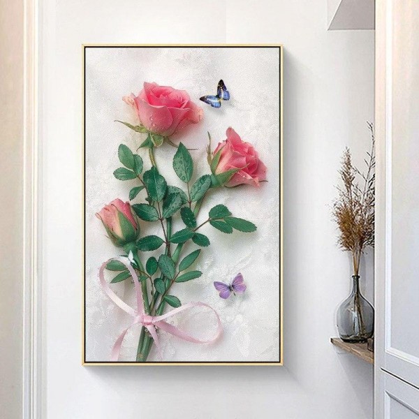 Roser med sommerfugler fra 50x80cm