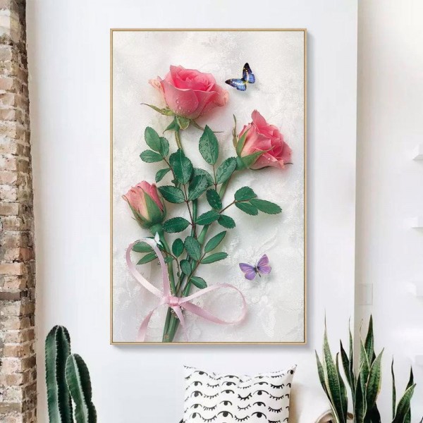 Roser med sommerfugler fra 50x80cm