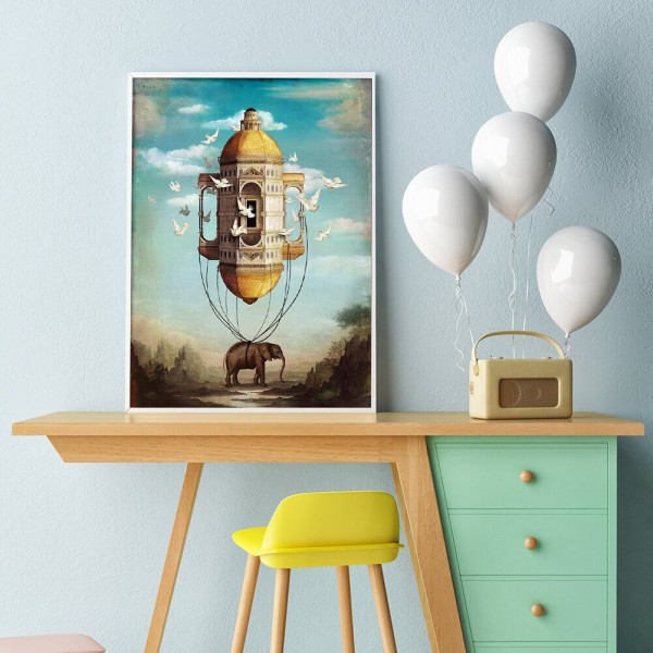 Elefant med fuglehus fra 50x70cm