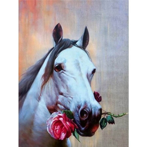 Hest med rose