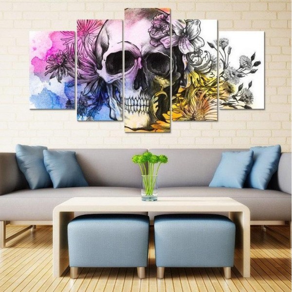 Hodeskalle med blomster | 5 deler
