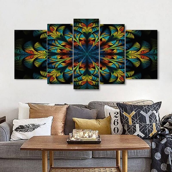 Mandala blå gul | 5 deler