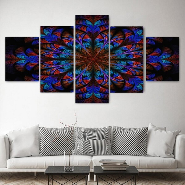 Mandala rød og blå | 5 deler