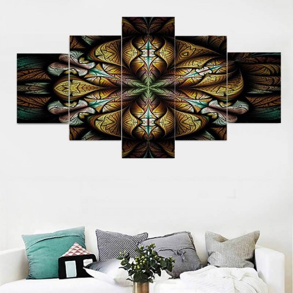 Mandala brun gul | 5 deler