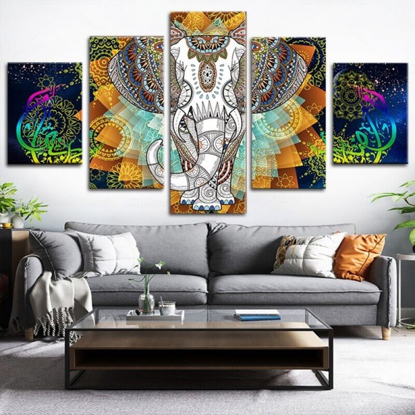 Elefant med fargerik bakgrunn | 5 deler