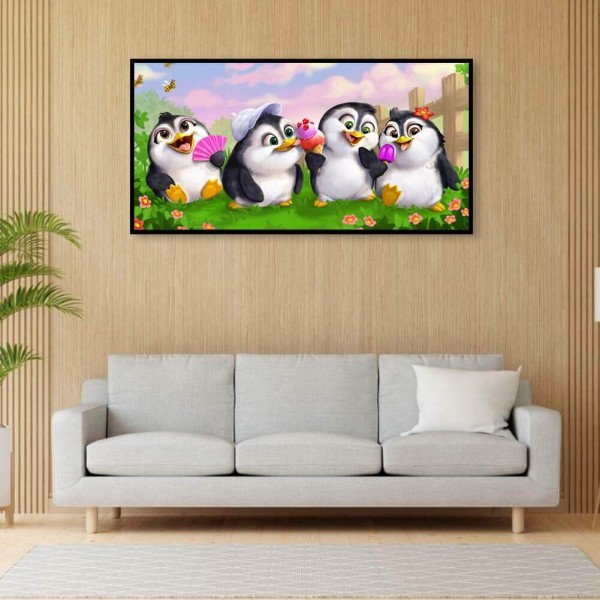 Fire små pingviner fra 50x100cm