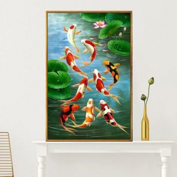 Koikarpar i dam fra 50x90cm