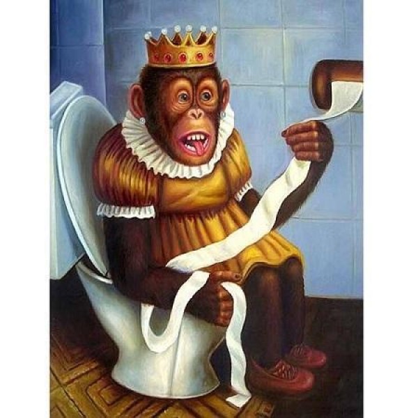Ape på toalett gul