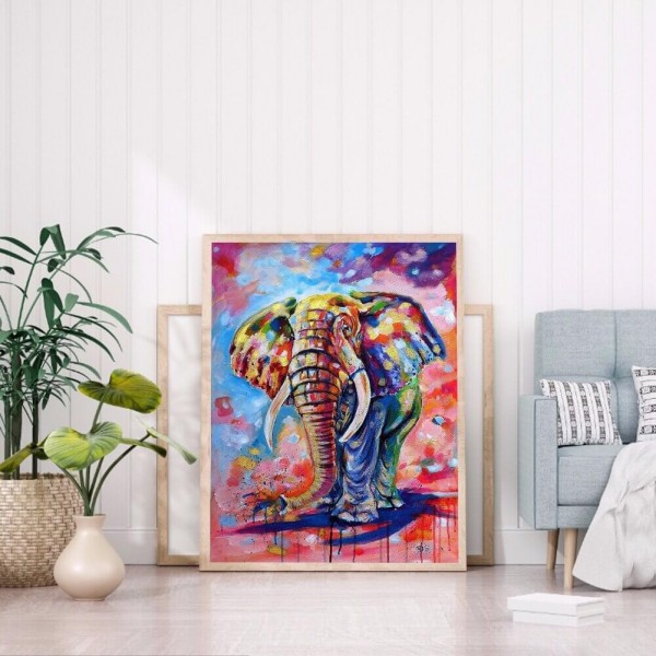 Fargerik elefant fra 50x60cm