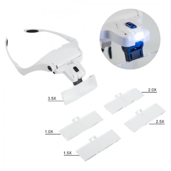 Forstørrelsesglass med LED + 5 glass