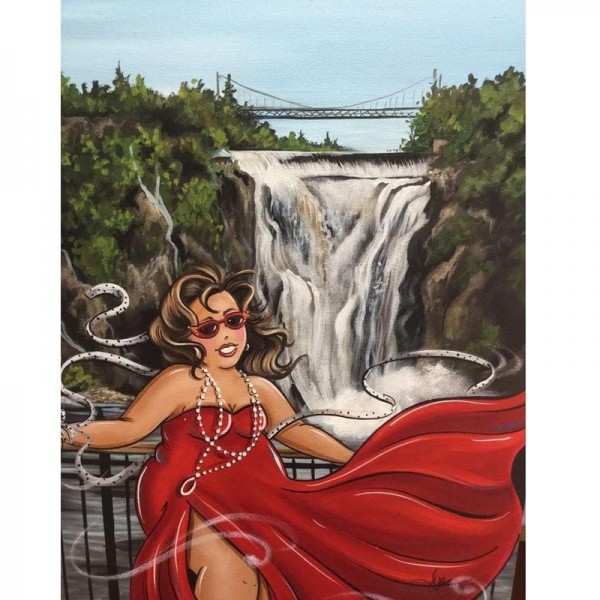 Lubne damer | Ved fossen