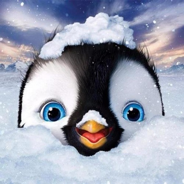 Pingvin i snø
