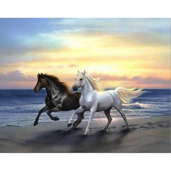 Hester på stranden