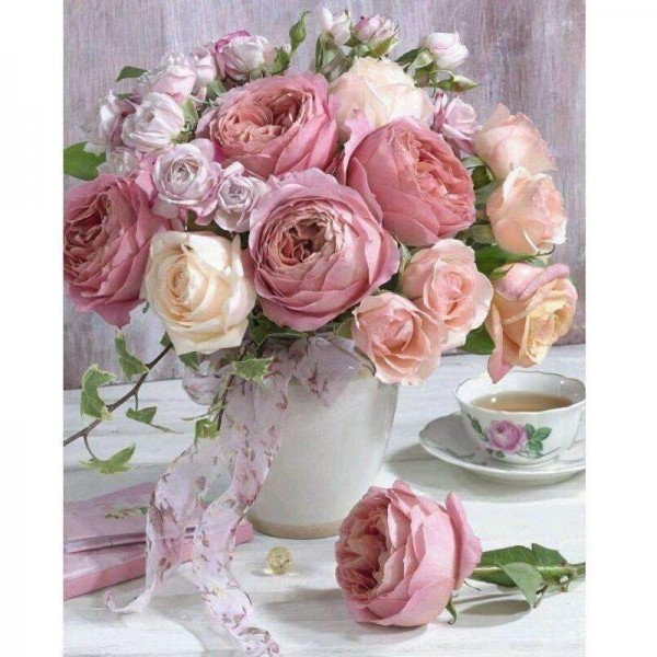 Vase med rosa roser
