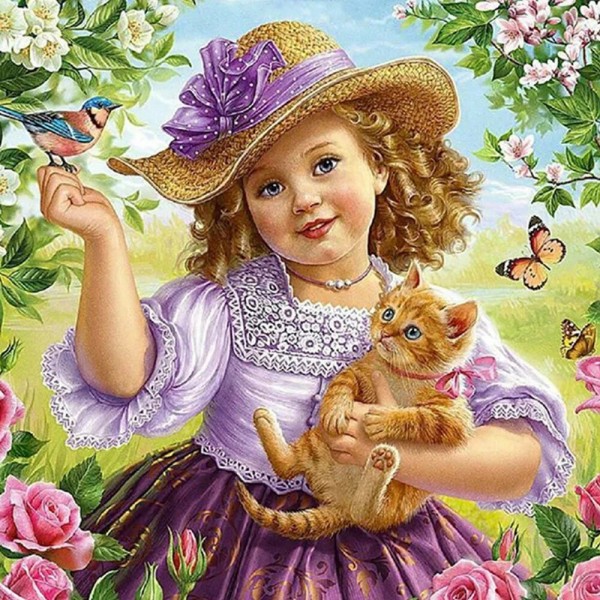 Jente med katt