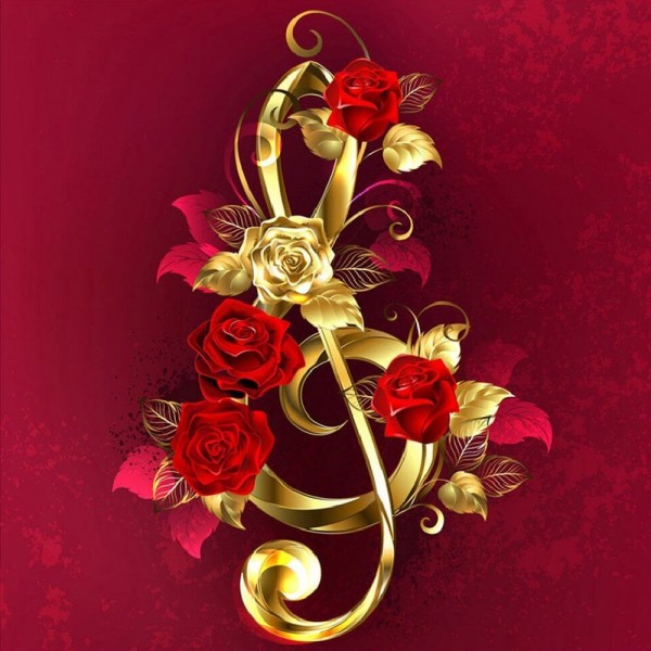 Musikknote med roser