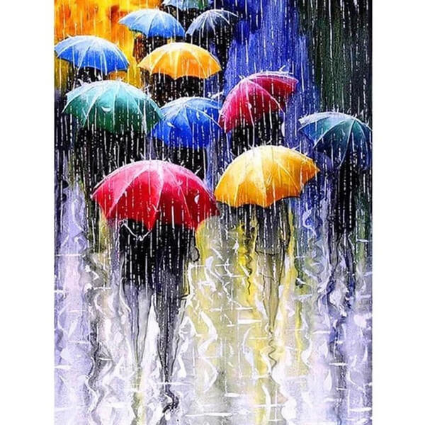 Paraplyer i regnet